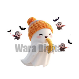 Playful Winter Ghost with Banana